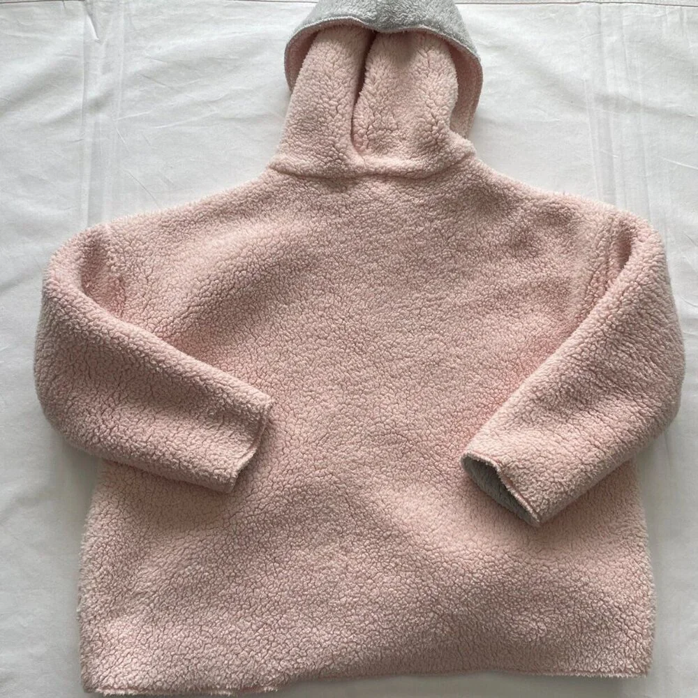 Limited Too Pink Sherpa Hooded Open Sweatshirt Size 10 - Picture 6 of 9